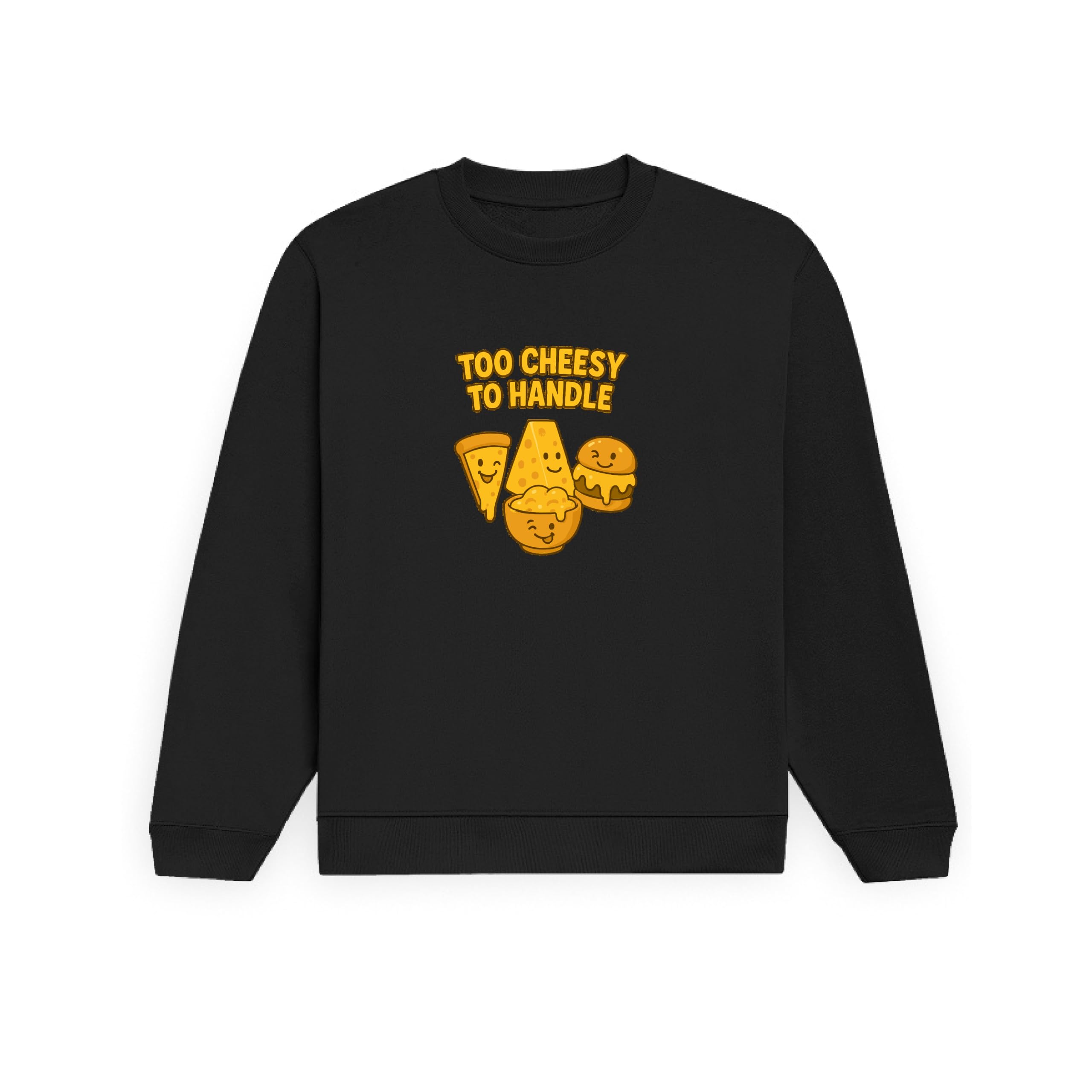 Cheese Lover Sweatshirt | Unisex Cotton Cheesy Graphic Sweatshirt for Men & Women | Cute Food Pun Printed Classic Pullover-image-38