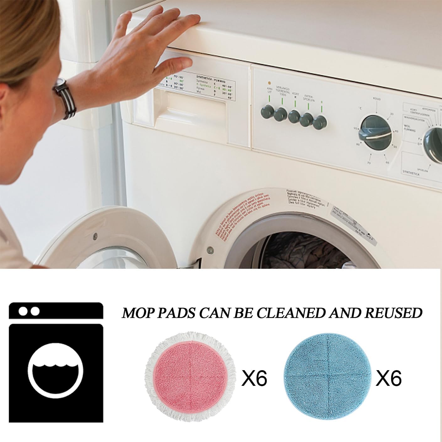 BeiLan Spin Cordless Electric Mop Pads - 12 Pack Steam Electric Mop Refills Fit for Vmai/Eous/Idoo/Alfabot/Devoac - 7.28inch Spin Replacement Mop Pads for Floor Cleaning