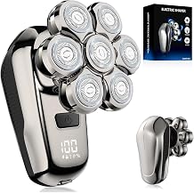 Head Shaver for Bald Men, 7D Floating Rotary Shaver with LED Display, Detachable Electric Shavers Rechargeable 2-Speed Modes Motor IPX7 Waterproof Dry/Wet Electric Razor, Gift for Dad Husband