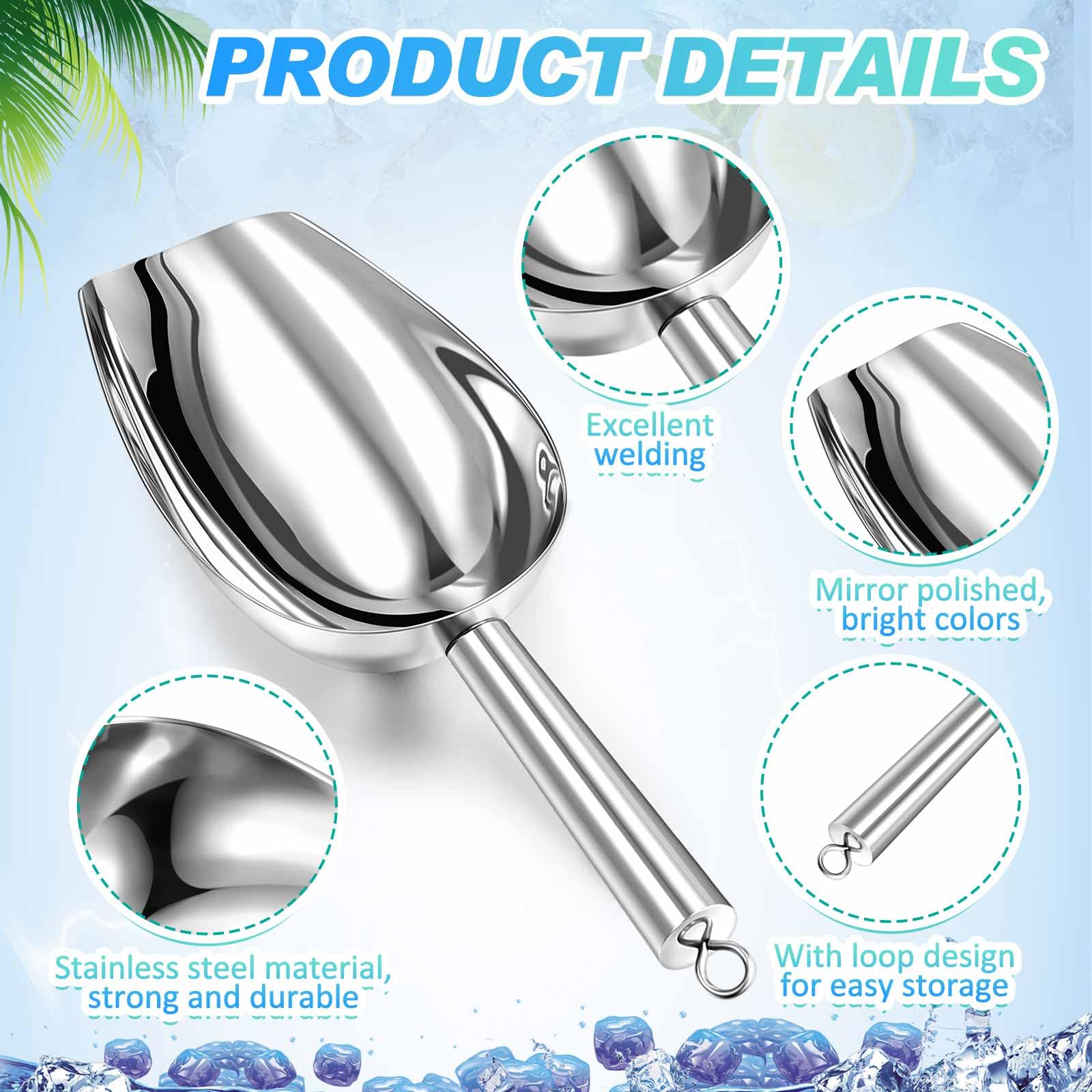 Confezione da 5 mini palette per ghiaccio in acciaio inox, piccole porzioni per caramelle, caramelle, zucchero, crema, per casa, cucina, cibo, barattoli, caffè, bar, buffet