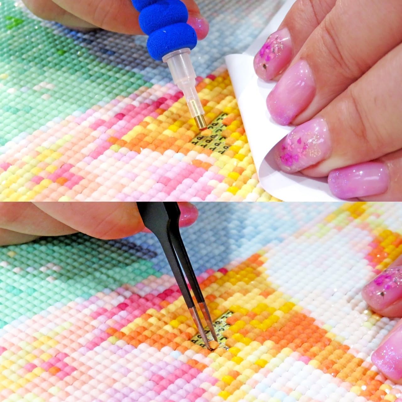 KIC-himawari 【国内製造】 総合芸術家 hana-014 40x40cm(40角)サイズ 四角型 フルダイヤモンドアート