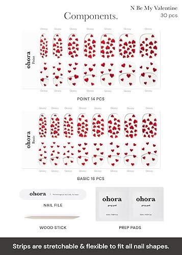 Miniatura 4 de ohora Tiras de uñas de gel semicuradas (N Be My Valentine), rango de tamaños extendidos, funciona con cualquier lámpara de uñas, calidad de salón,