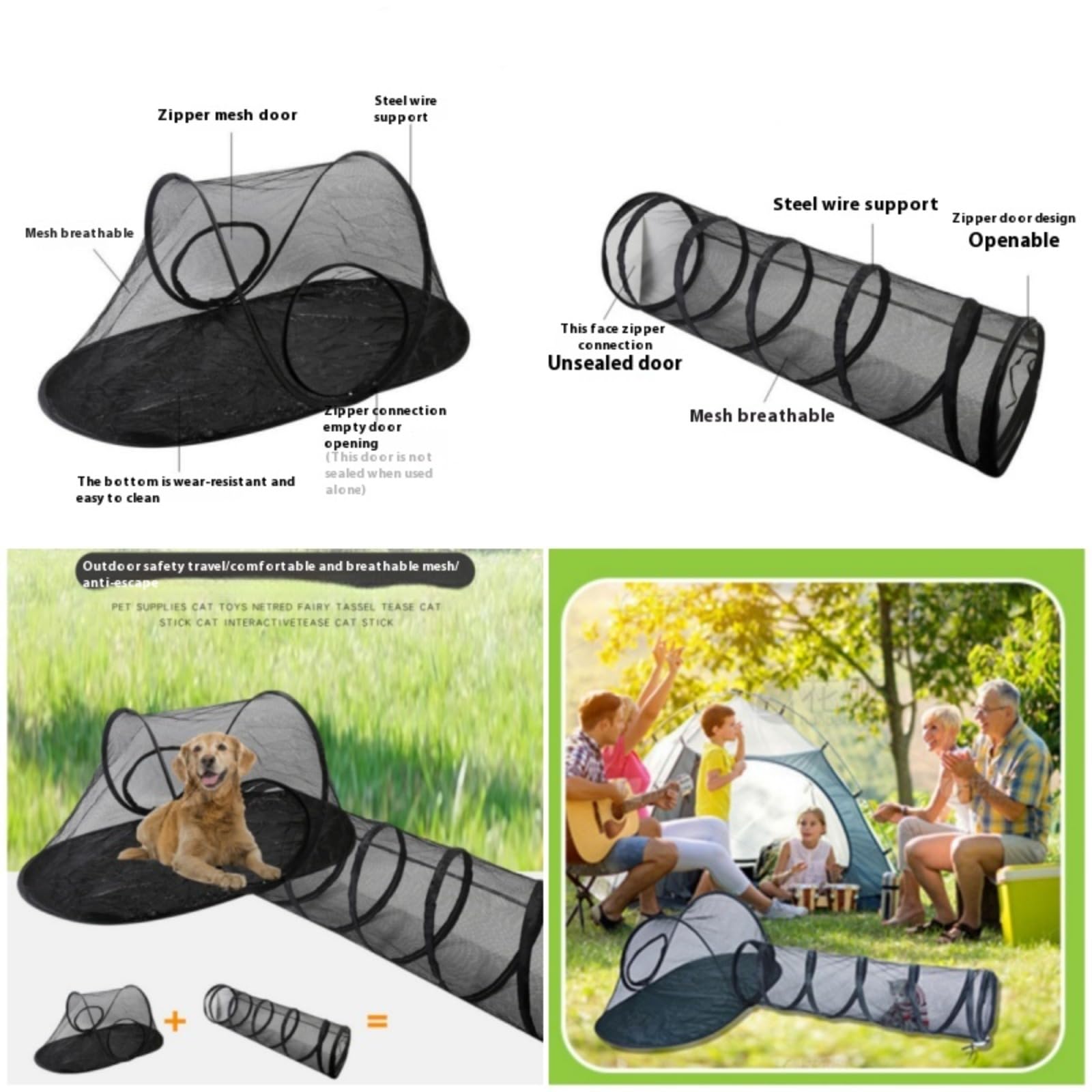Tent de Chat,Pliable Chaton de Chat en Boîtier de Compagnie Tente de Chat Tunnel de Chat Extérieur Tente de Jeu d'intérieur Respirant Tente d'exercice Portable avec Sac de Transport