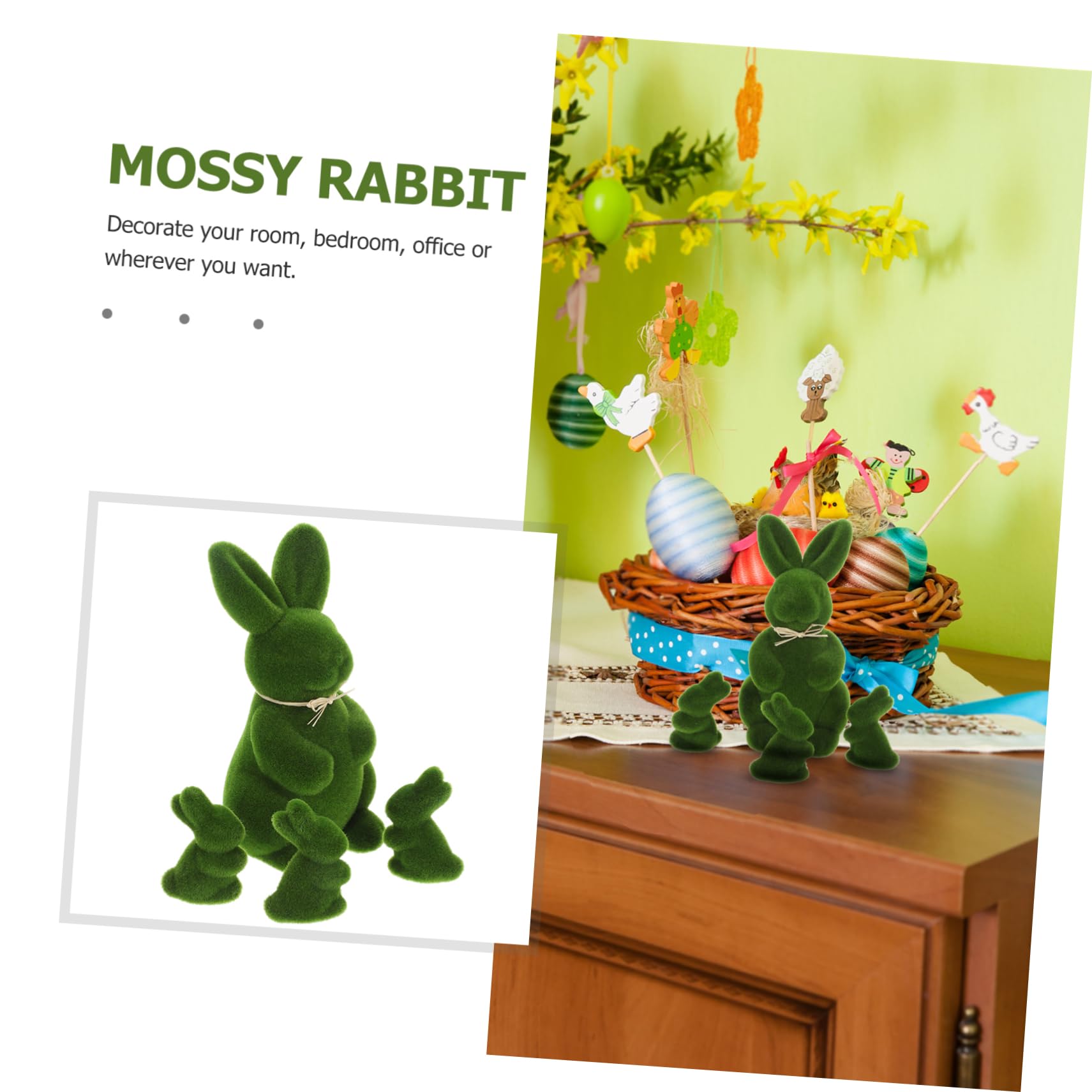 Ciieeo 3 Ensembles Décorations De Lapin De Pâques Lapin Vert Beige Verdure Lapin De Gazon Rabbit Toys Décoration Pâques Décor De Lapin Floqué Lapins De Pâques en Mousse Green 4 Pièces * 3