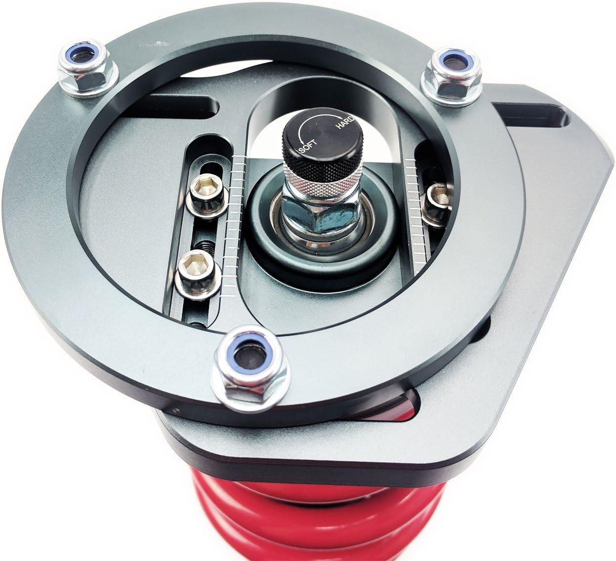 MSS-THE02-B compatible with BMW 3-Series (E46) 1999-06 with Performance Coilovers Adjustable Front Camber & Caster Plate