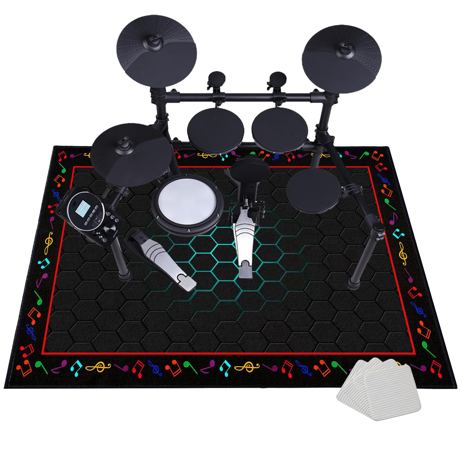 Elektrische Schlagzeugteppich | Rutschfeste Trommel Teppich | Drum Teppich Schlagzeug Teppich | Schallschutz Teppichmatte | Quadratische Schallschutzdecke für E-Drum-Kits Bass Drum Snare 140 x 120 cm