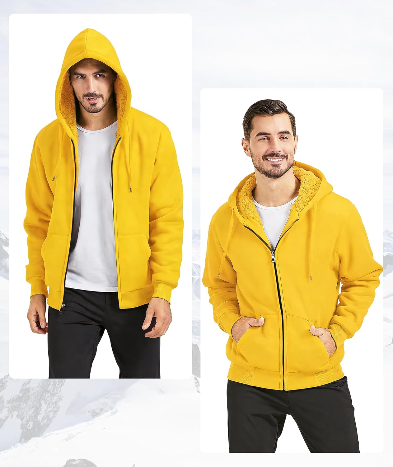 GEEK LIGHTING Hoodies for Men Heavyweight Fleece Sweatshirt - Full Zip Up Thick Sherpa Lined - Image 2