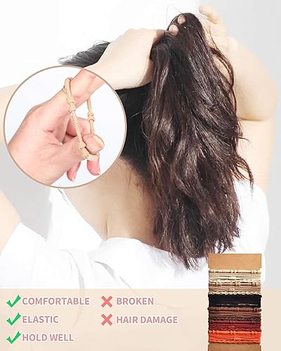 Miniatura 5 de Pulseras bohemias para mujer, 24 piezas, 4 estilos, magníficas pulseras de doble uso, suaves y elegantes, accesorios para el cabello (beige, marrón