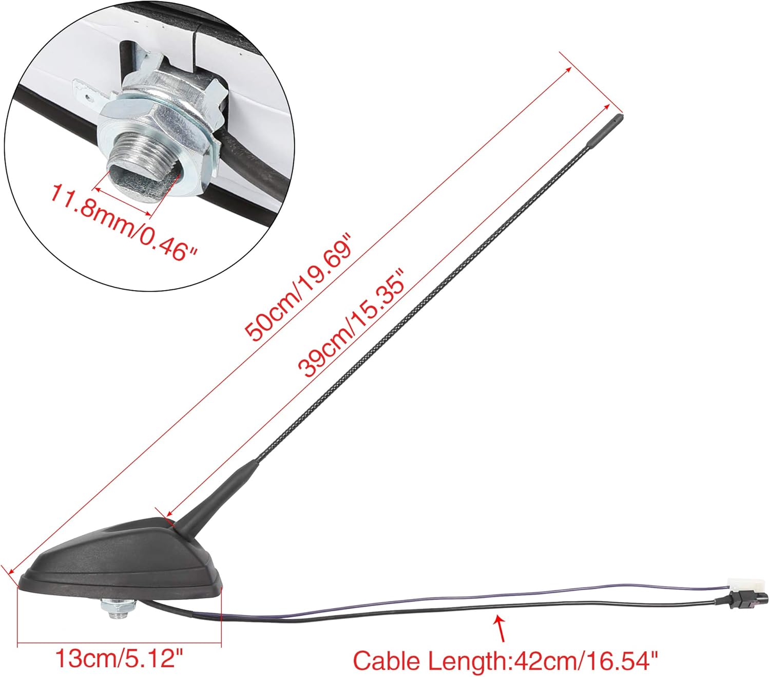 X AUTOHAUX Car Power Antenna Radio AM FM Signal Antenna Mast Roof Mounted Aerial Replace A9068200475 for Benz Sprinter 06-14 Black