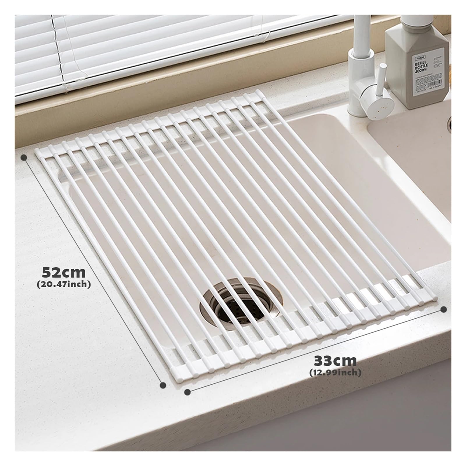 escurridor de platos plegable silicona Escurridor de platos plegable for cocina, rejilla secado enrollable silicona, escurridor fregadero que ahorra espacio, multiusos, herramientas(33*52cm)