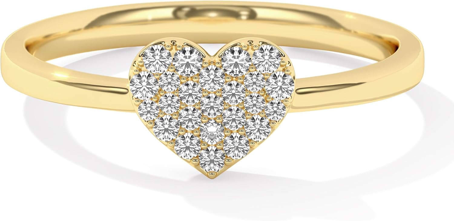 Diamond Rings for Women, Dainty Lab Grown Diamond Ring, Hypoallergenic 925 Sterling Silver Rings with 14K Gold Vermeil (25x Thicker Than Plated Gold Jewelry), Jewelry Gift Box, 5 Years of Warranty