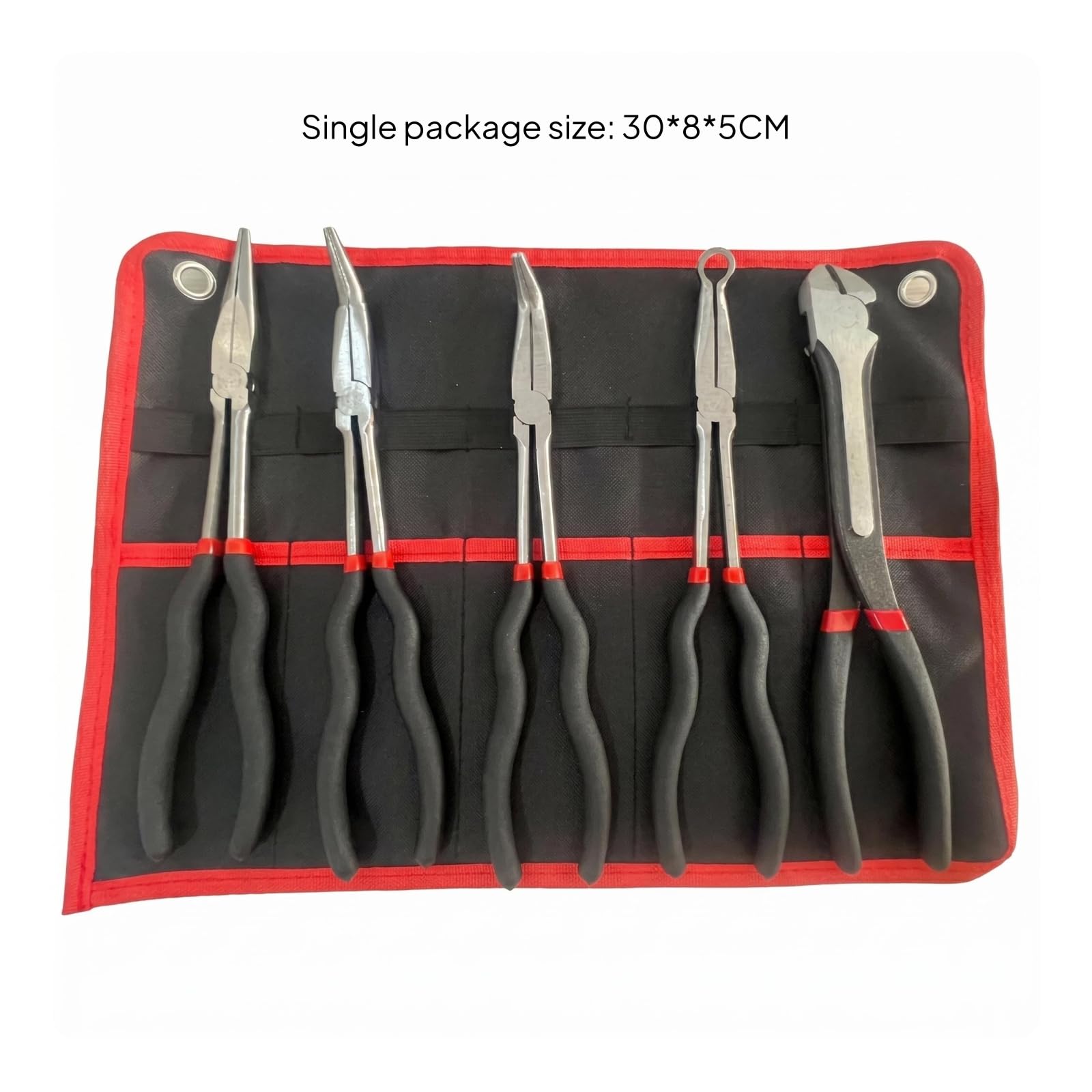 5 Pieces Alicates Corte Diagonal Mordazas Finas Alicates Punta Acodada 45° Detalles Rojos, Juego De 5 Alicates De Mango De Calabaza De 11 Pulgadas Embalaje En Bolsa Colgante