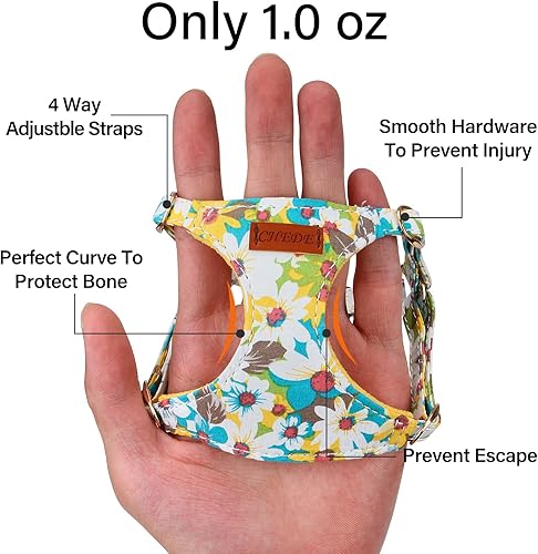 Miniatura 56 de CHEDE No Pull Floral Pattern Dog Harness - Lightweight and Soft, Adjustable Small Dog Harness Set with Leash, Suitable for Puppy to Medium-Sized Dog