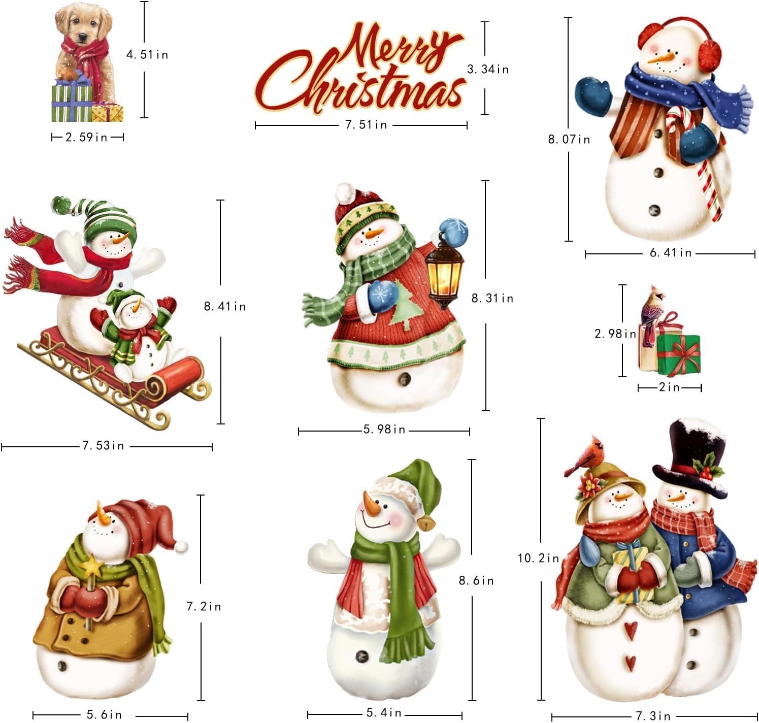 194 Pcs Christmas Window Clings Snowman Snowflake Window Clings for Glass Windo Christmas Decorations Indoor Large-Size Snowman Window Stickers Party Home Xmas windo Decal