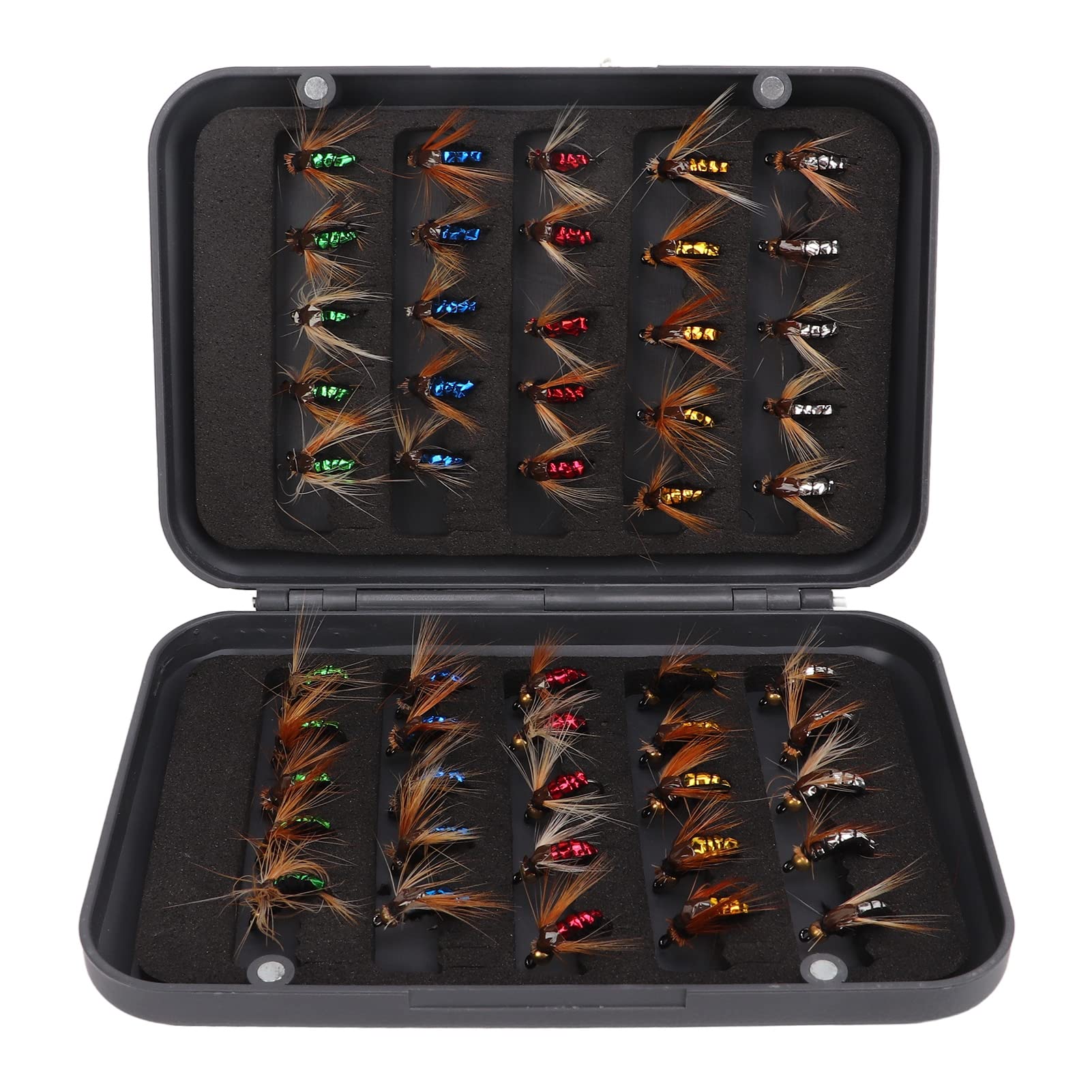 TANIQIACA 50pcs Fly Fishing Bait Professional High Carbon Steel Hook Fly Fishing Lures Kit with Storage Box