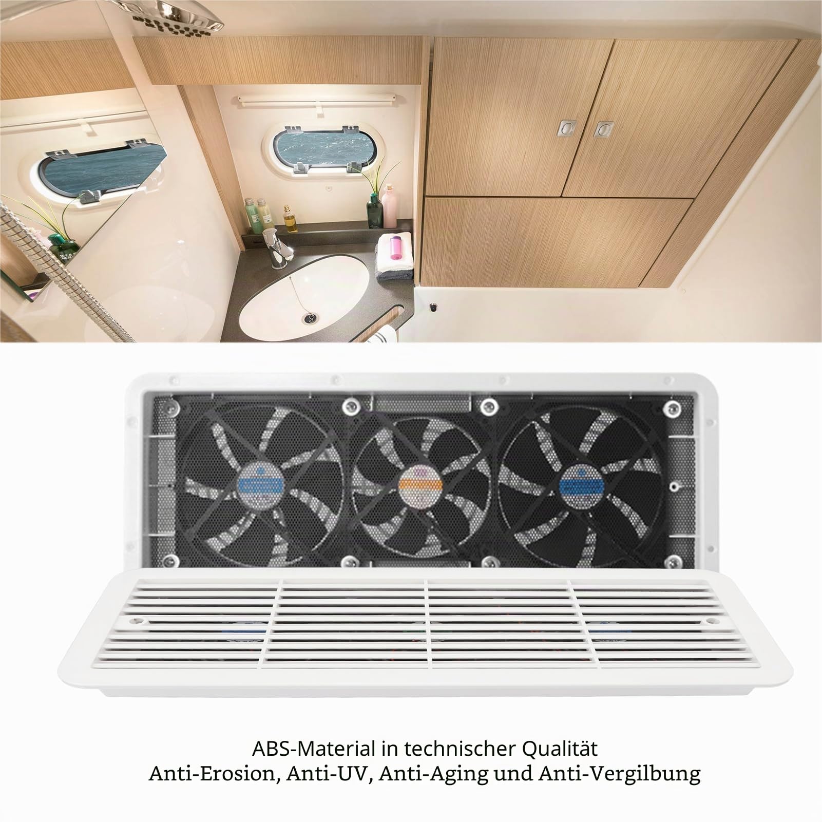 Luocute 12-V-Kühlschrank-Verdampfer-Lamellenventilator, 3 Ventilatoren Maximieren den Luftstrom, Wird an Verdampferlamellen Befestigt, Wohnmobil-Kühlschrankventilator, Leiser