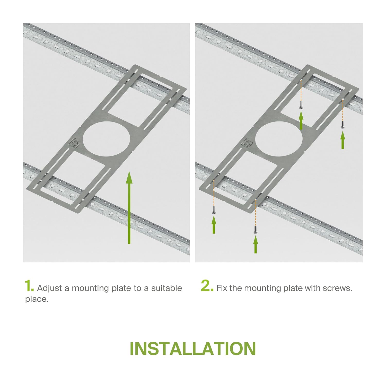 ASD 24 Pack New Construction Mounting Plate Round Hole - 6 Inch Flat Galvanized Steel Wafer Light Rough in Plate, Shallow Light Fixture Mounting Bracket for LED Recessed Lighting