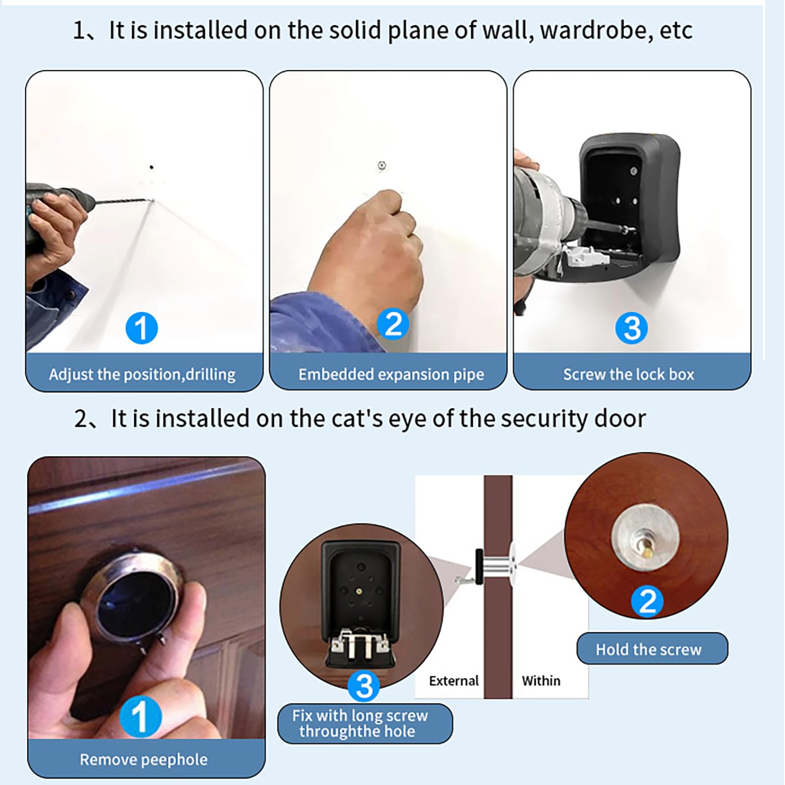 NEWFUN Boite a Clef, Boite a Clefs Securisee Exterieur,Boite à Clé, Matériau Métallique, Déverrouillage par APP/Code Numérique, Boîte à clés Murale Adaptée à la Maison, Au Garage, au Bureau, à l'école