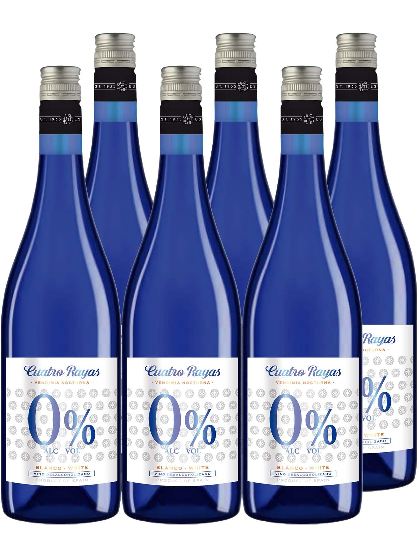 CUATRO RAYAS 0% Vino blanco Verdejo sin alcohol (6 Botellas x 750ml)
