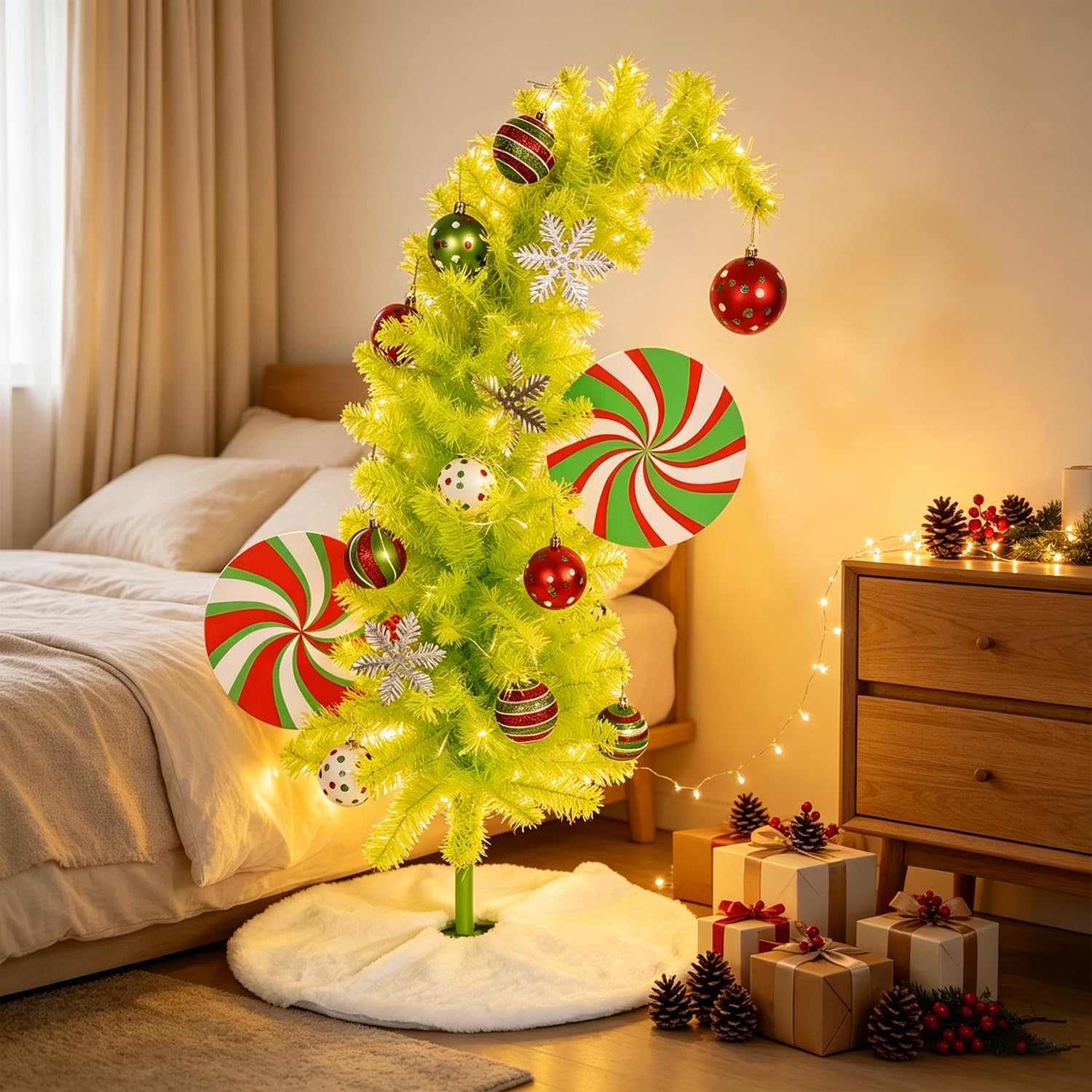 Nexstron 3FT Artificial Whimsical Christmas Light up Tree with 19 Ornament