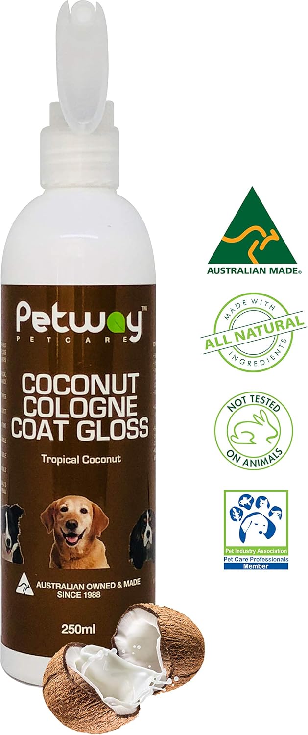 Petway Petcare Coconut Cologne Coat Gloss for Dogs and Puppies, Natural