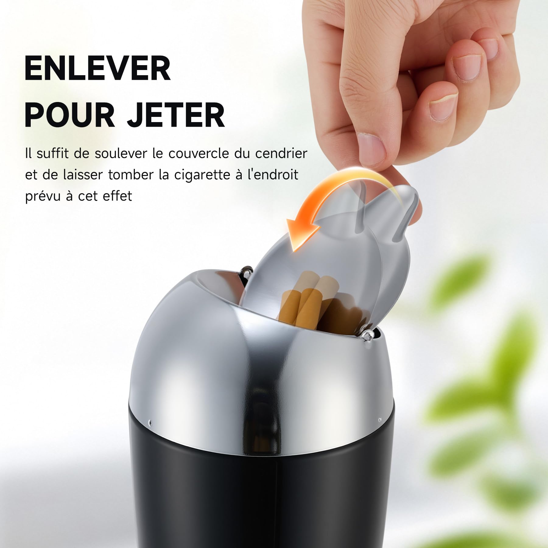 CO-Z Cendrier sur Pied Intérieur et Extérieur Hauteur Réglable 50/70/90 cm avec Couvercle en Acier pour Cigarettes pour Cigares pour Patio Décoration de la Maison et du Bureau, Noir