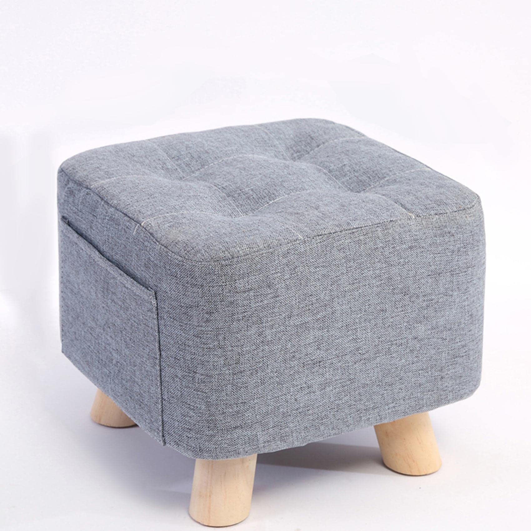 Repose-Pieds carré en lin gris pour soulager les jambes lourdes au salon