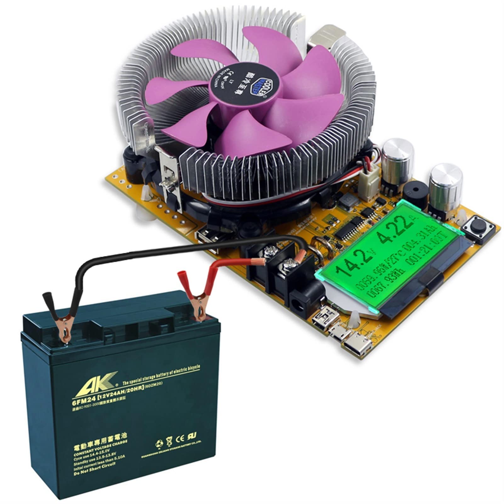 Tester Batteria, 15. 0W DC. Tester di carico elettronico USB Modulo di prova regolabile Misuratore di alimentazione Caricabatterie Caricabatterie 18650 Utensili for batterie 200V 20A