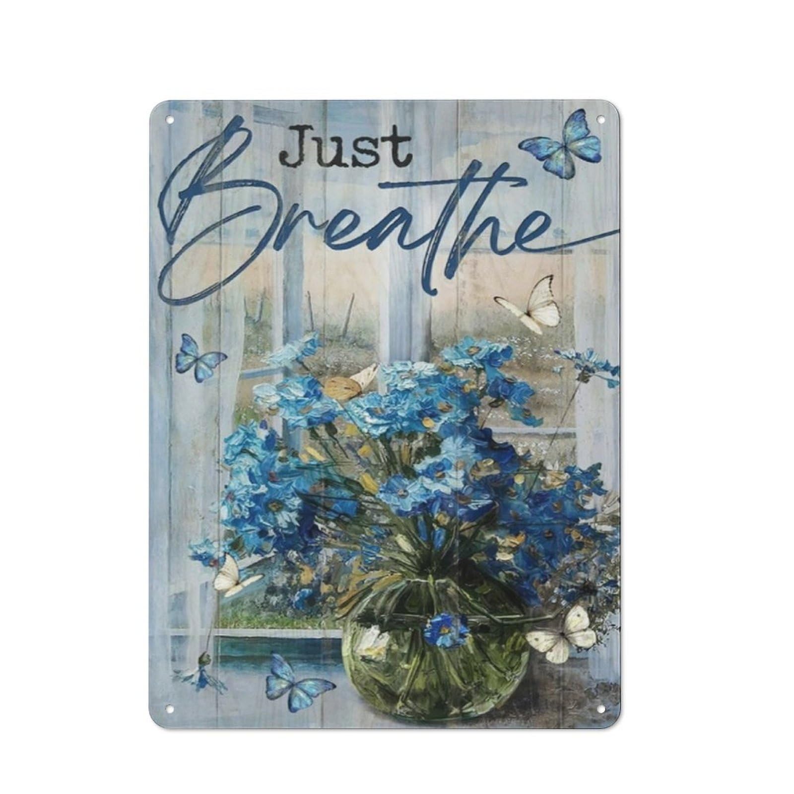Targa In Metallo Vintage Con Farfalla Blu E Scritta 'You Are At Peace Heaven' - 20x30 Cm, Decorazione Da Parete Rustica