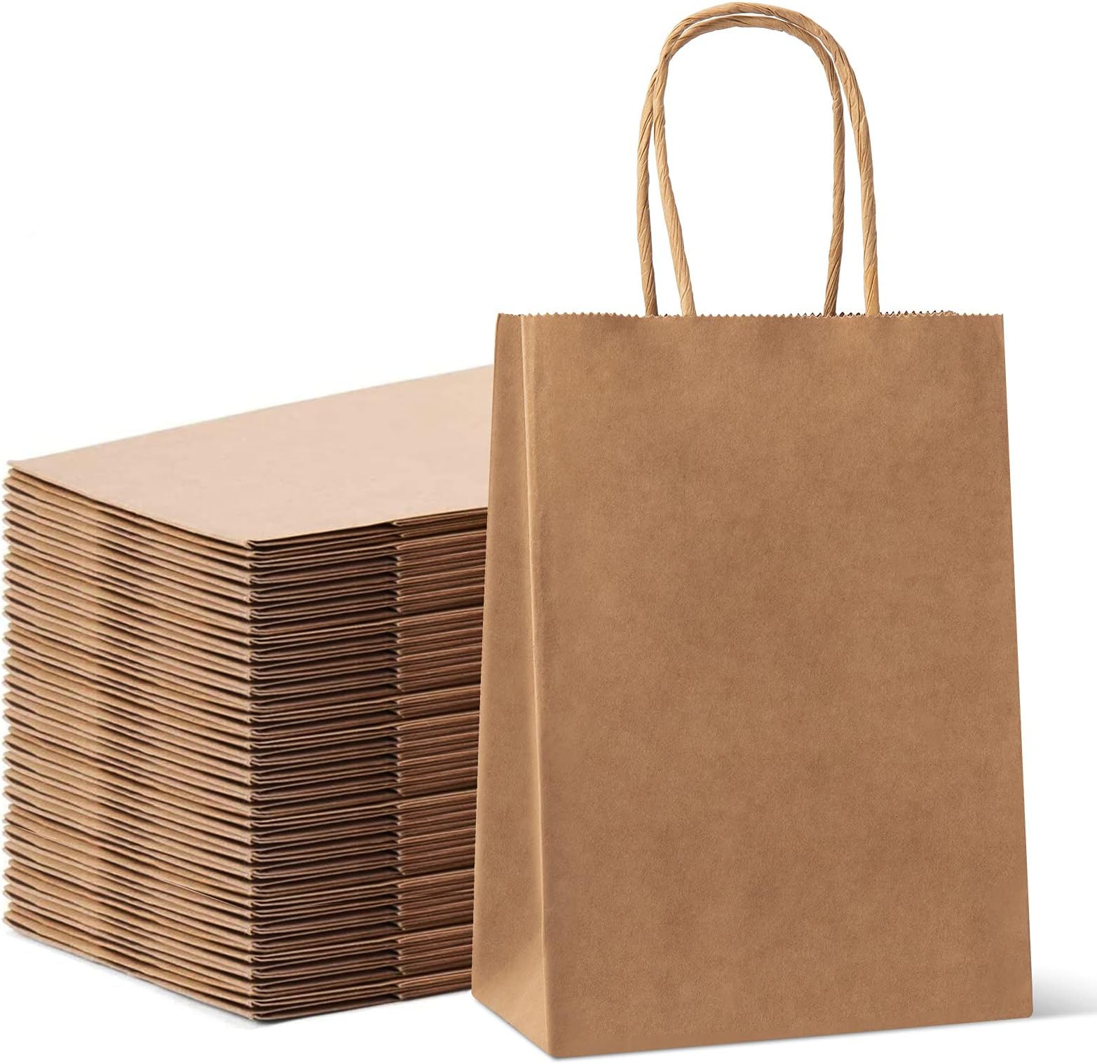 HAUSPROFI 25pcs Kraft Paper Bags for Gifts, Food & Sweets, Strong Carrier Bags with Twisted Handles for Kid Parties, Weddings, 27x21x11cm, Thicken 130gsm
