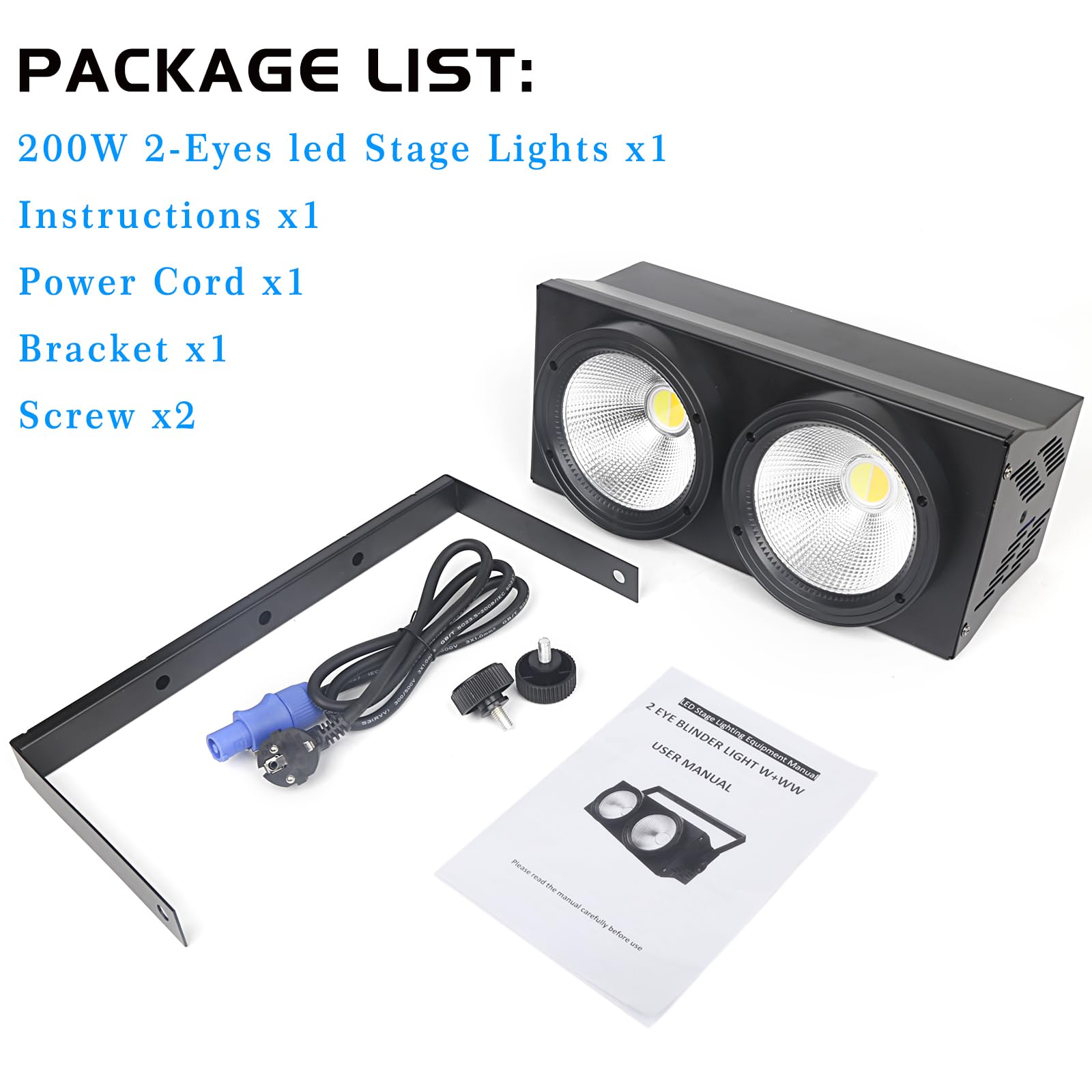 WECAN 200 W LED cieco PAR, luce LED a 2 occhi, luce bianca calda, controllo DMX, stroboscopio COB attivato dal rumore per teatro, chiesa e eventi DJ (confezione da 2)