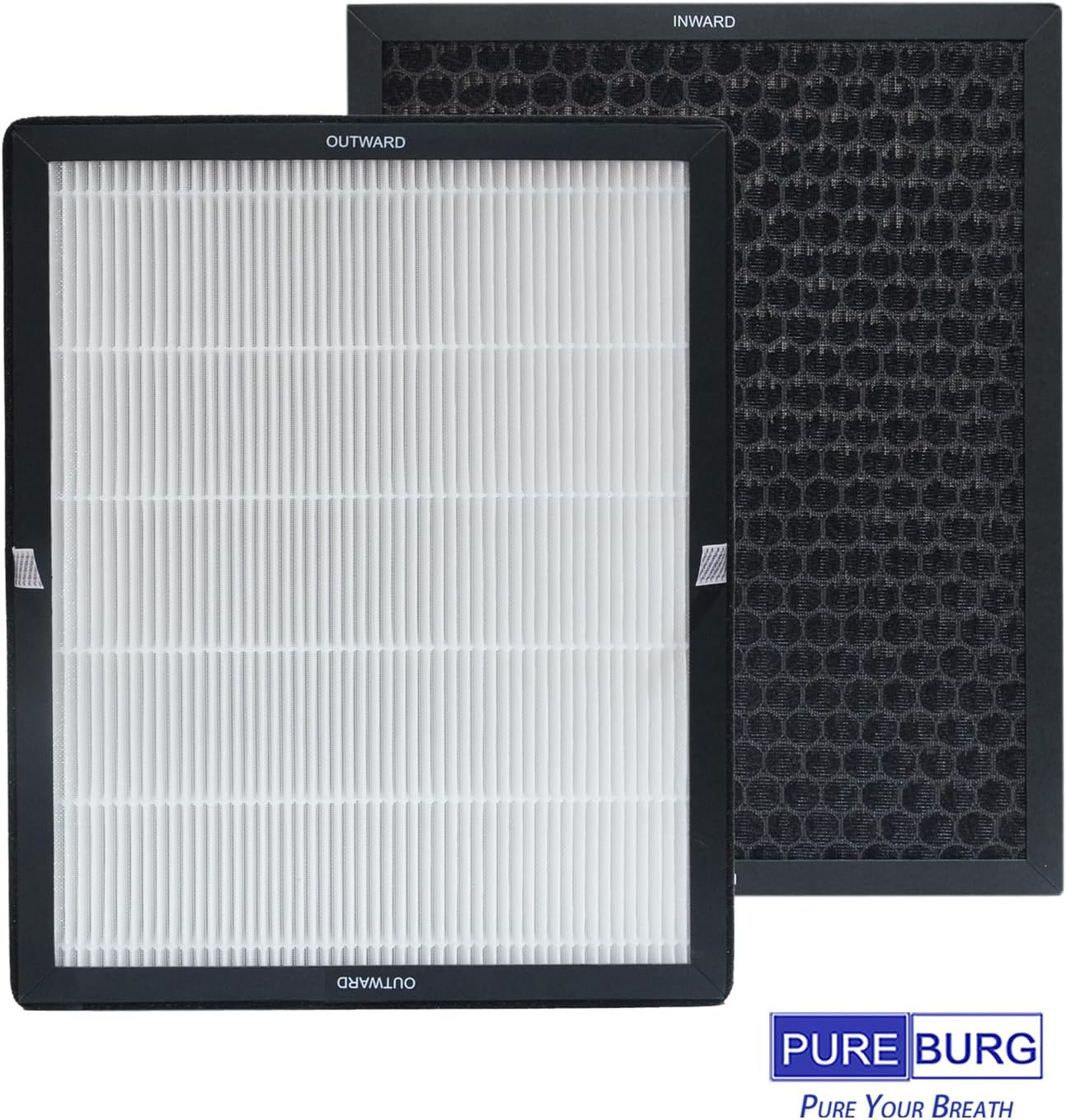 PUREBURG Replacement Filter Compatible with LUNINO E-200 Air Purifier,2-Pack H13 HEPA 3-Stage Filtration Activated Carbon 2-in-1 - Image 3