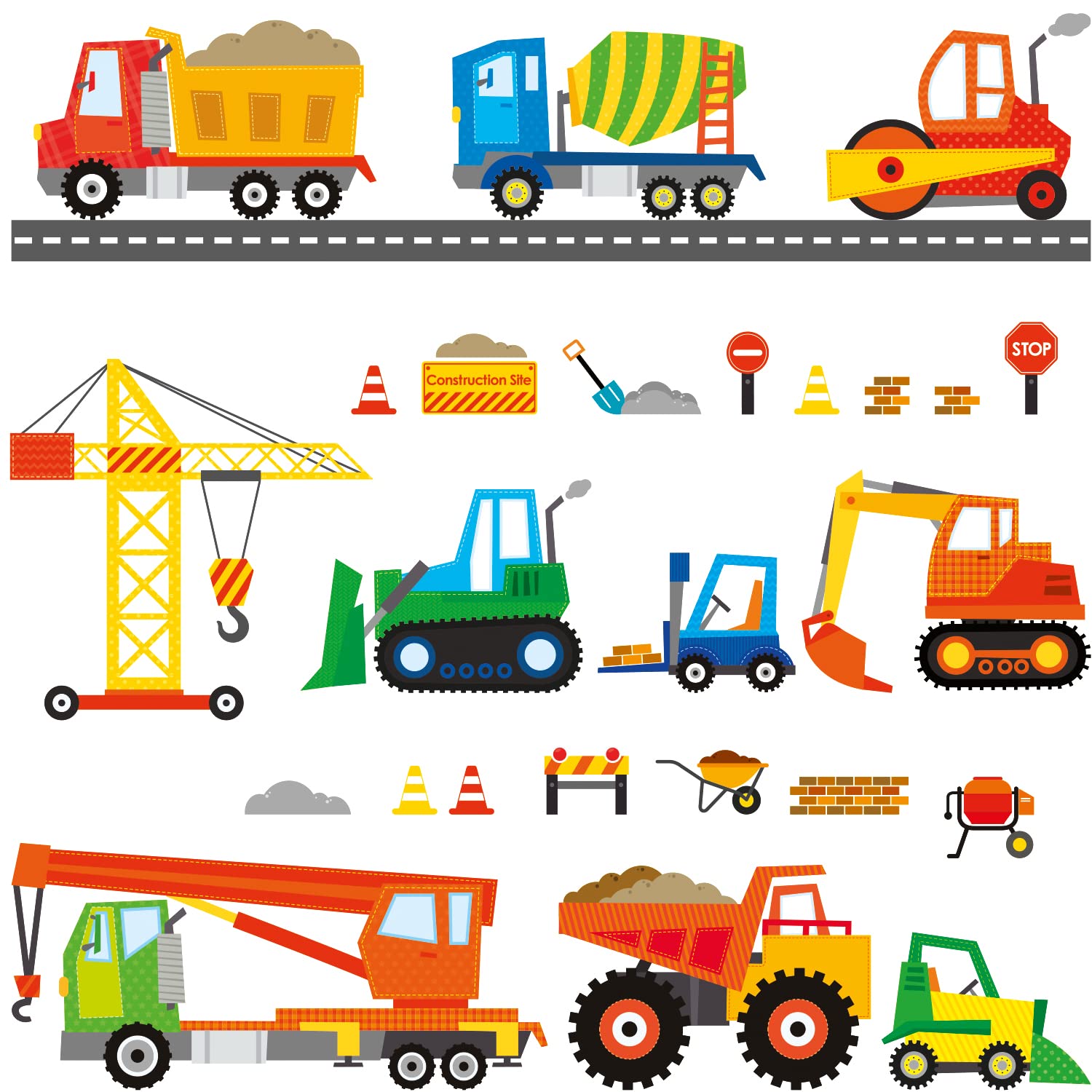 DS-8012 Construction Vehicles Cars Transport Kids Wall Stickers Wall Decals Peel and Stick Removable Wall Stickers for Kids Nursery Bedroom Living Room Decor 1712