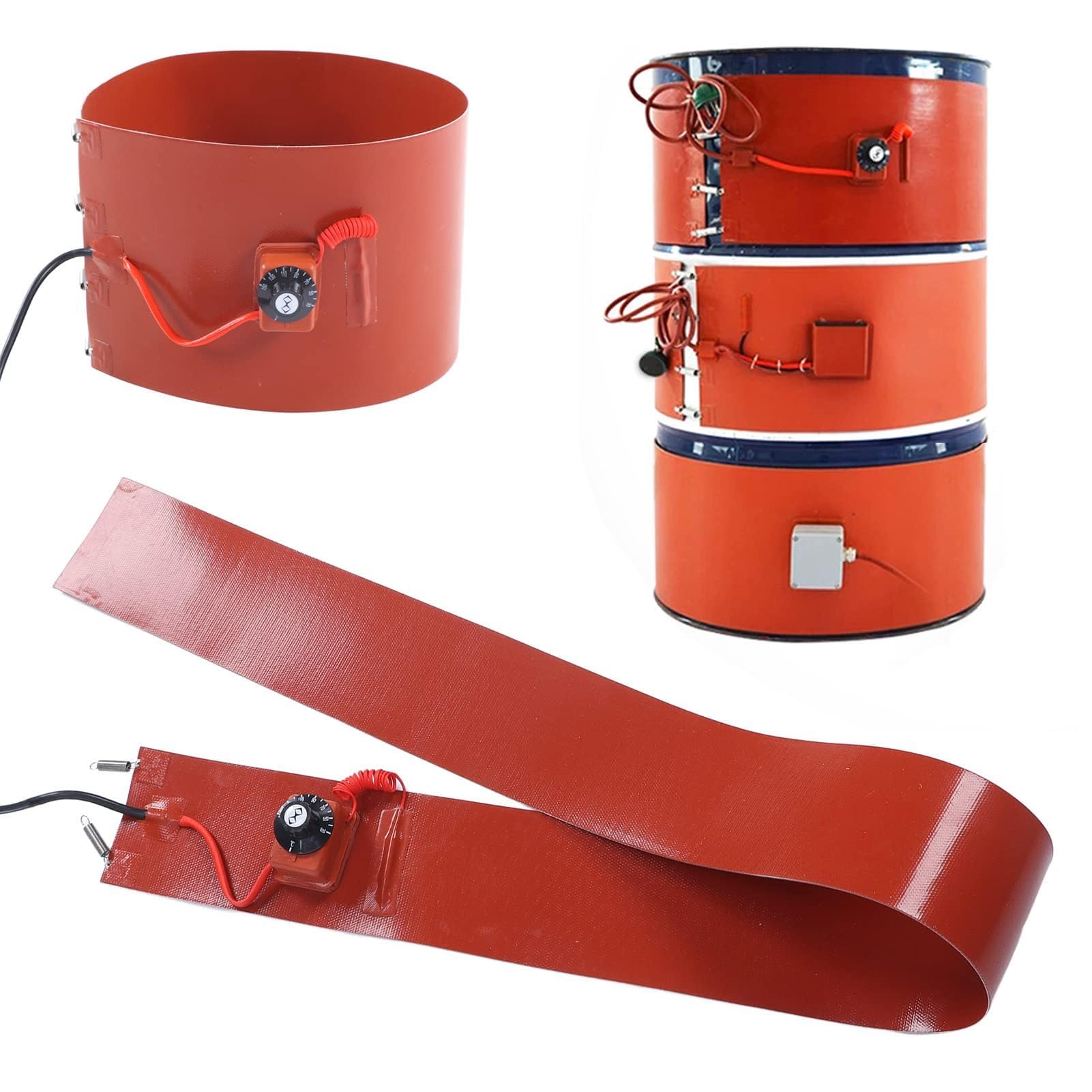 Chauffe-Fût Métallique 1000 W, Chauffe-Fût Électrique Standard 60-200 L (44 Gallons) Avec Coussin en Silicone, Température Réglable de 30 À 150 °C, Bande Chauffante pour Fût (250 * 1140mm 1200W)