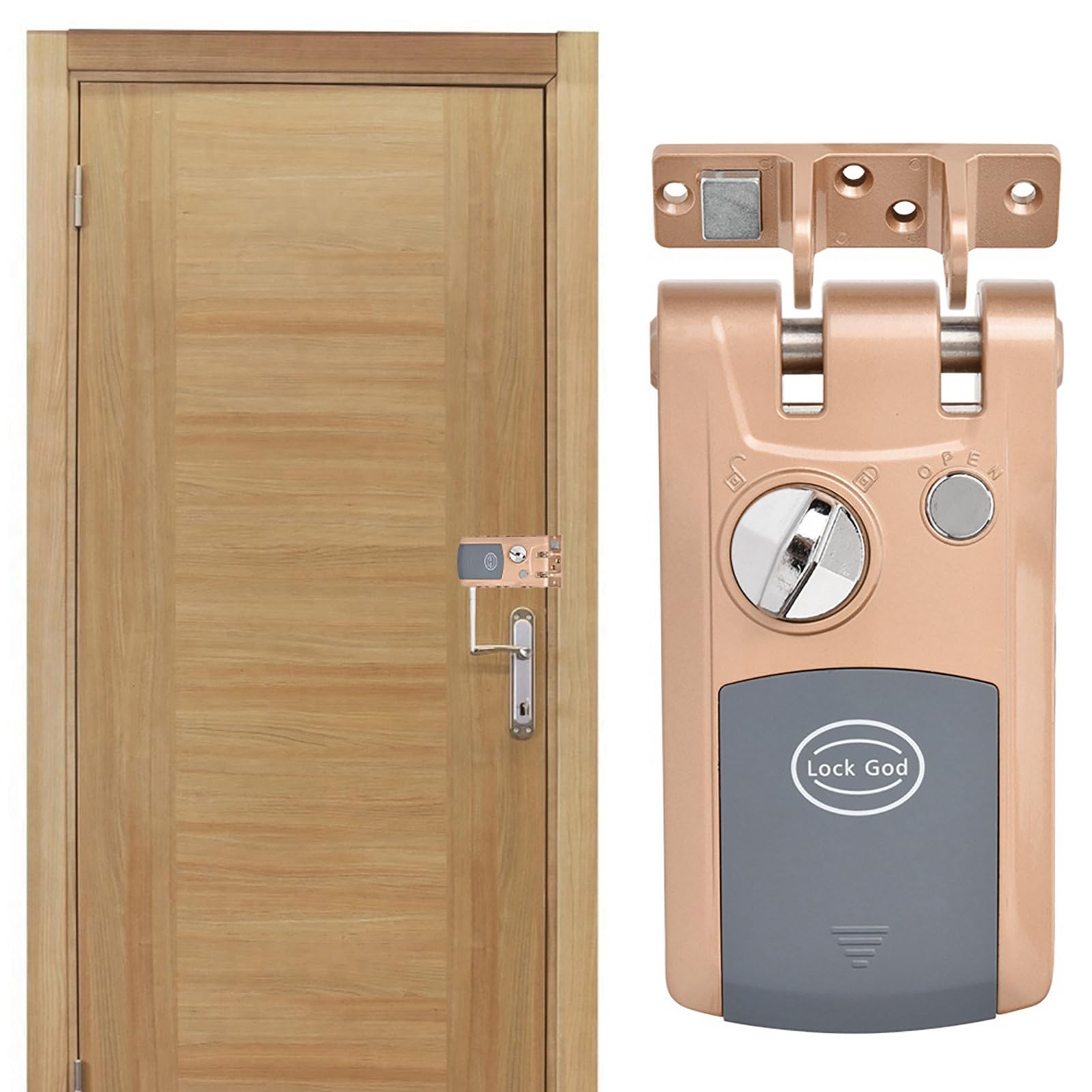 Bewinner Serrure de sécurité Intelligente Antivol sans clé avec 4 Télécommandes, Pêne Dormant électronique à Double Moteur, Alarme de Batterie Faible, Installation Facile pour la Maison, le Bureau,