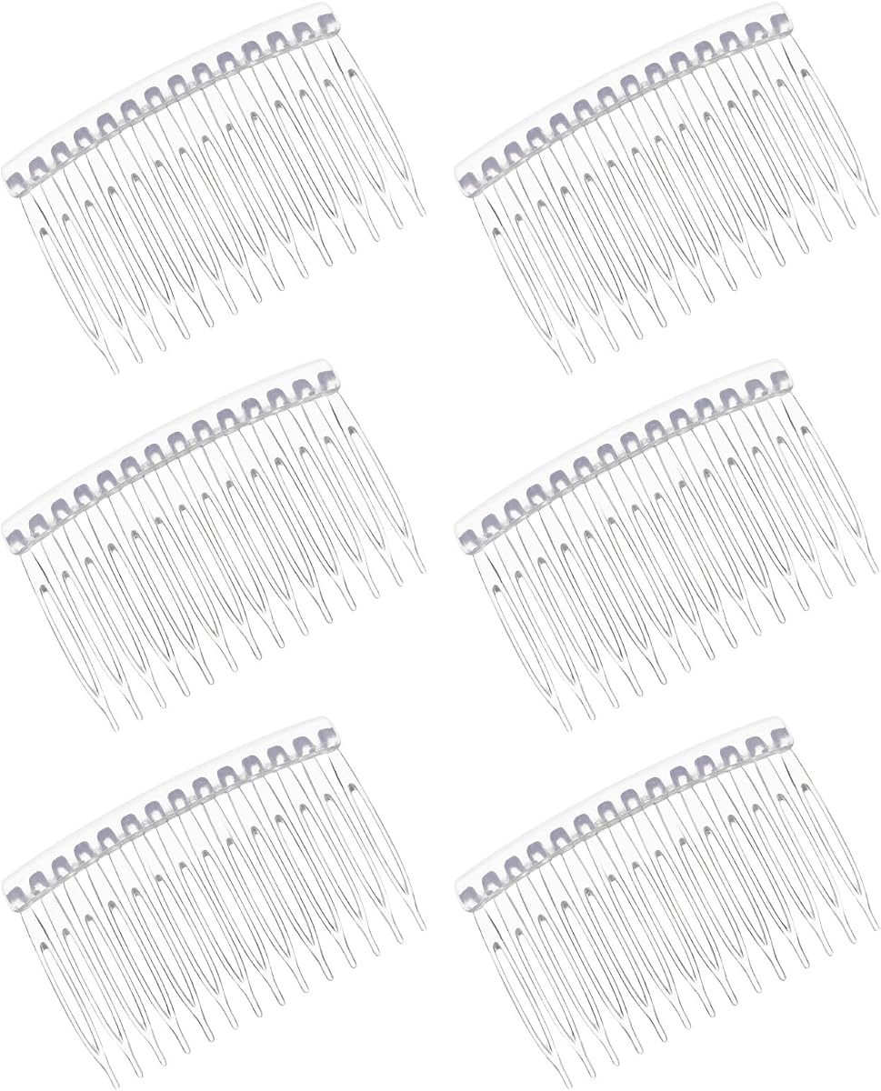 6 Pieces French Side Comb, 14 Teeth Clear Plastic Hair Side Combs, Decorative Hair Combs Clips for Women Girls Bridal Wedding Veil Fine Hairs