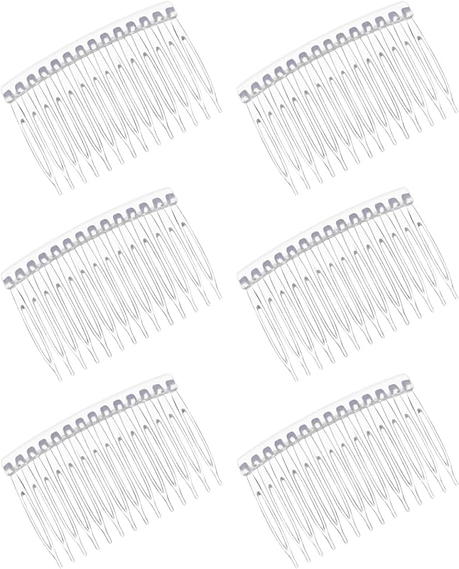 6 Pieces French Side Comb, 14 Teeth Clear Plastic Hair Side Combs, Decorative Hair Combs Clips for Women Girls Bridal Wedding Veil Fine Hairs