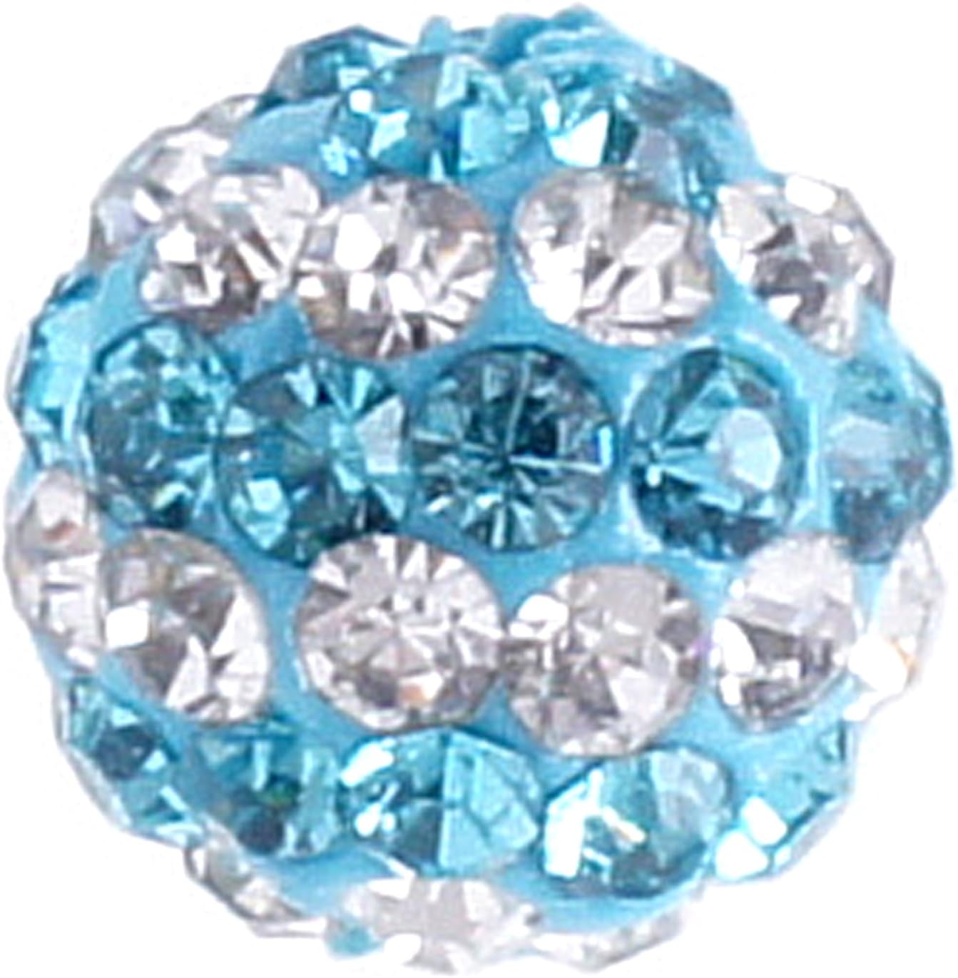 RUBYCA Stripes Czech Crystal Round Disco Ball Clay Beads fit Shamballa Jewelry (100pcs, 10mm, Blue)