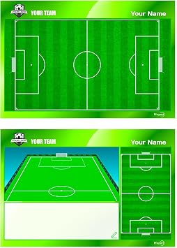 Tactical Football Coach Board. Double-Sided, Suitable for Dry Erase Markers. Personalized with Color, Emblem or Logo, Name, and Club.