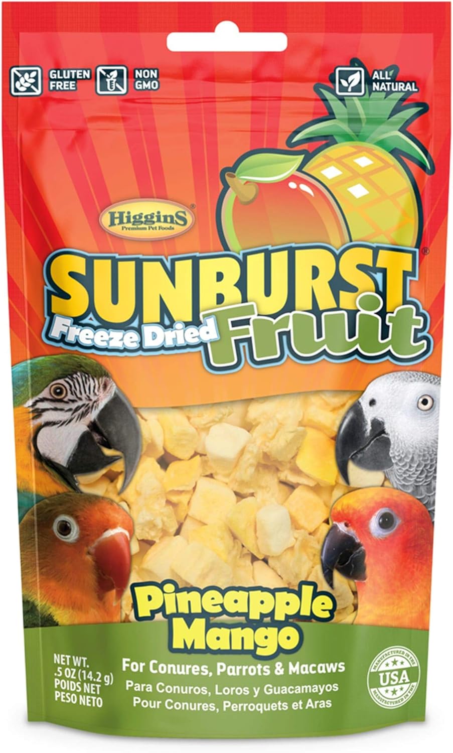 Higgins Sunburst Freeze Dried Fruit Pineapple Mango .5 Ounces