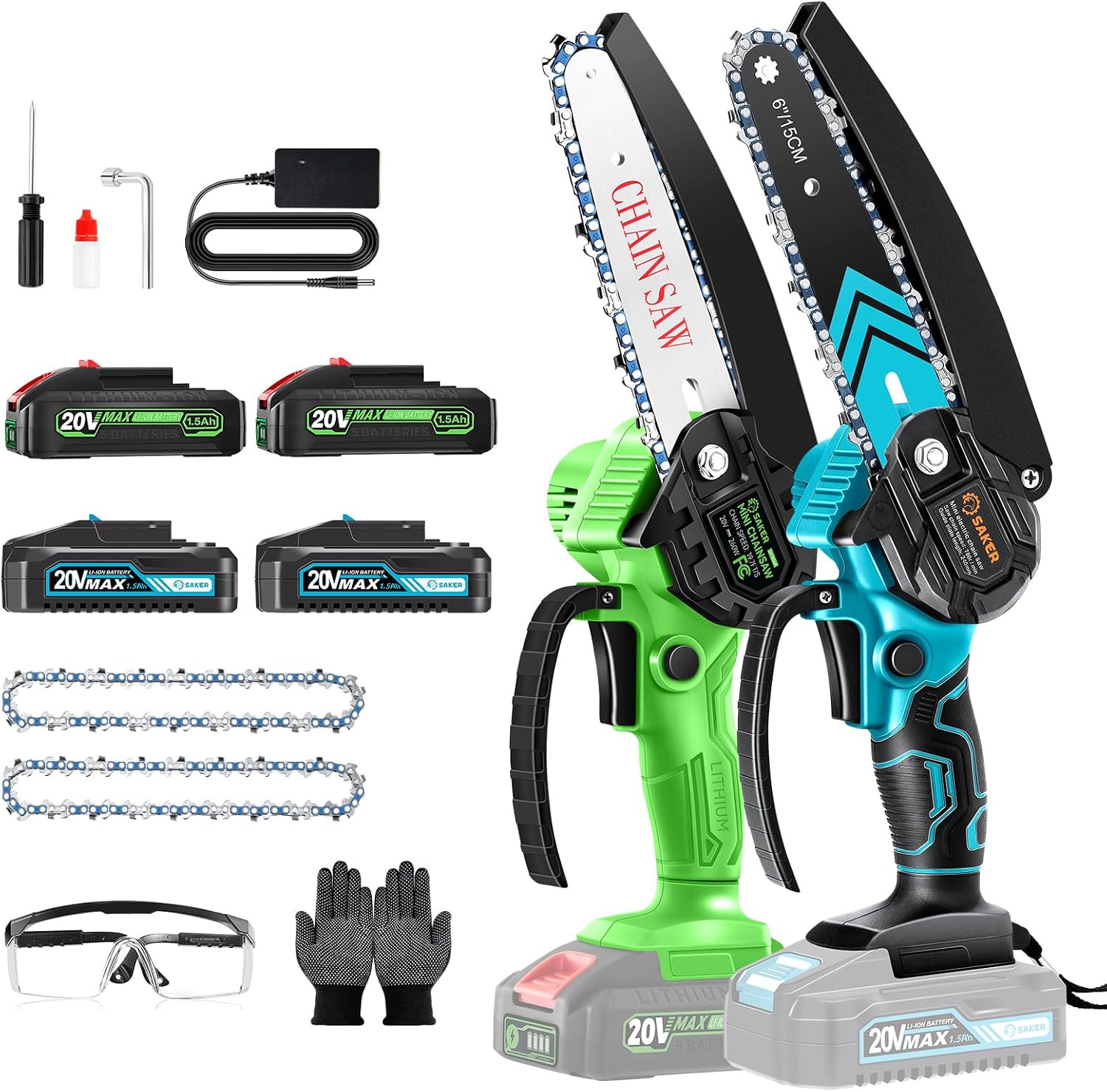 Saker Mini Chainsaw,6 Inch Portable Electric Chainsaw Cordless and Saker Mini Chainsaw|6 Inch Chainsaw[2024 Upgraded]