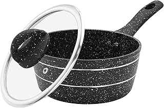 Royalford Saucepan, Induction Safe Cookware, Non-Stick Granite Coating, Aluminium Multipurpose Sauce Pot, Black (18 CM)
