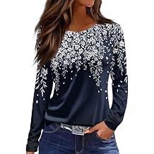 Long Sleeve Shirts for Women,Womens Long Sleeve Tops Crew Neck Trendy Casual Basic Tee Comfy Printed Tops Blouse