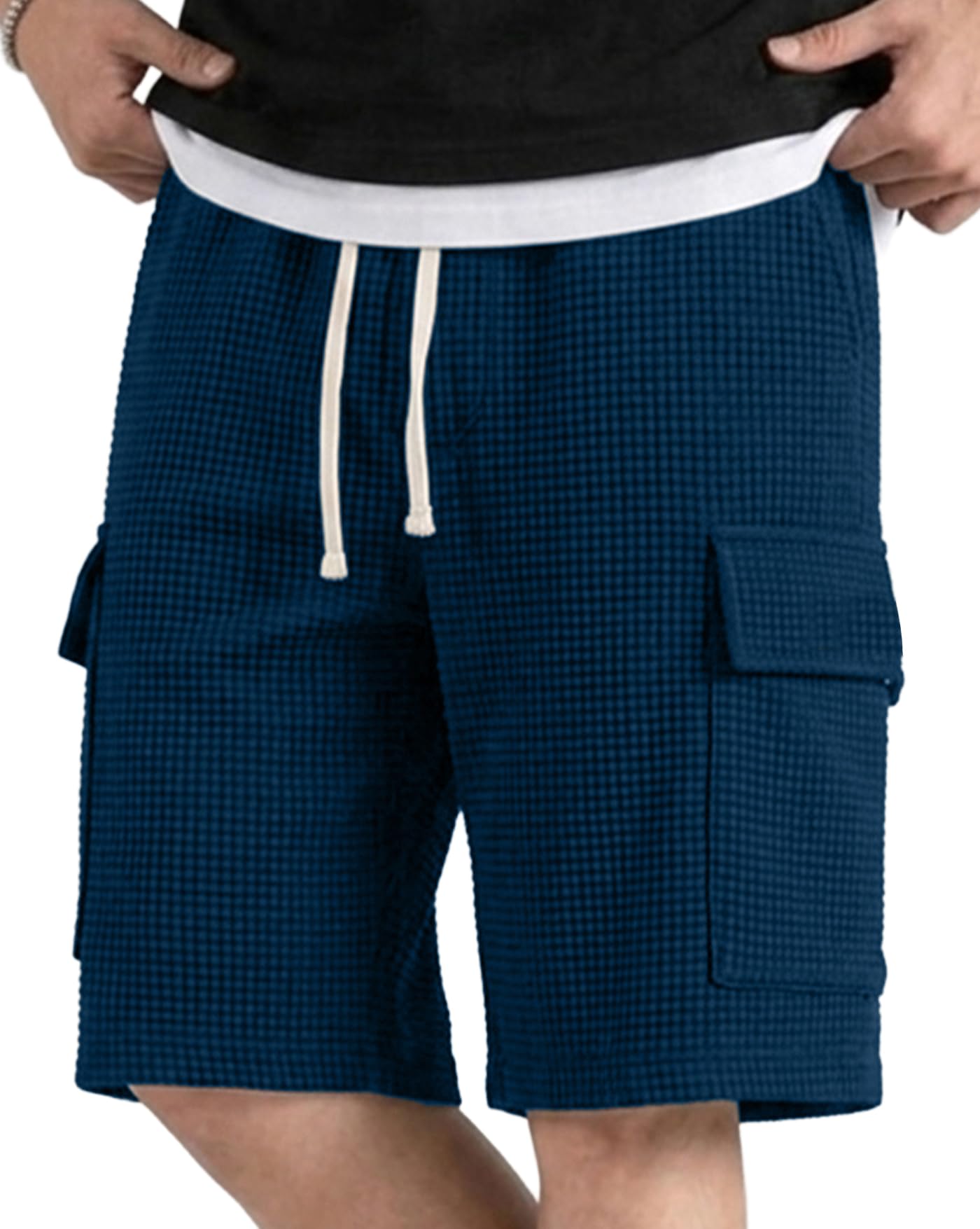 Men Solid Drawstring Waist Casual Knee Length Boxers ||Solid Men Teal Blue Basic Boxers-image-45