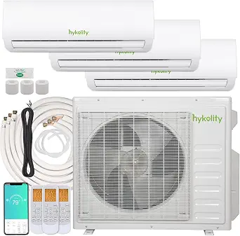 Hykolity Multi-Zone Series 3 Zone 28000 BTU WiFi Enable Ductless Mini Split Air Conditioner Heat Pump, 9000 + 9000 + 12000 BTU, 230V, 20 SEER2, Cools Up to 1650 Sq.ft