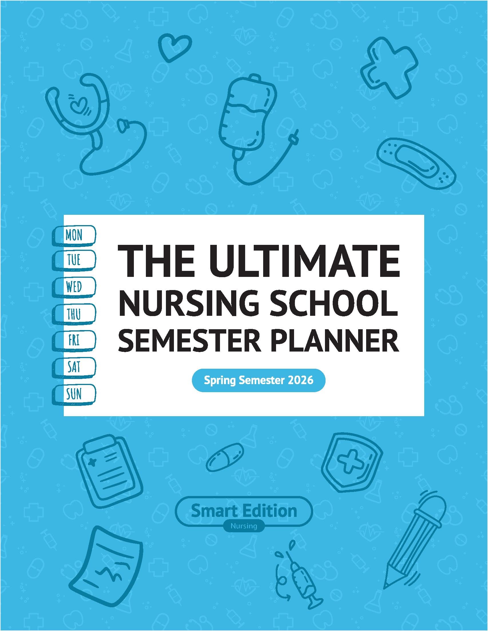 Planner semestre della scuola infermieristica primavera 2026 | 150+ pagine | Planner settimanale e mensile per studenti infermieristici | Tracker di corsi, esami, compiti e studio