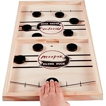 moopok Fast Sling Puck Game - Fast Action Super Foosball Table Desktop Battle Slingshot Wooden Air Hockey Board Game -Guaranteed Fun for Family Game Night or Friends Party