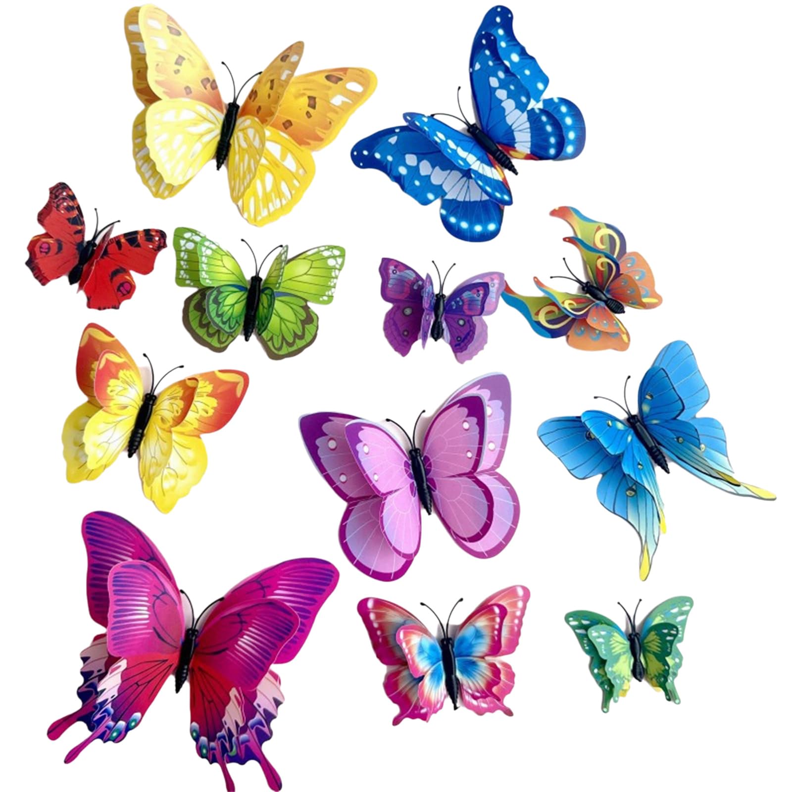 Buxuaaaa Of 24 Colorful Butterfly Cake Toppers Cake Decorations Insert for Birthday Decors Food