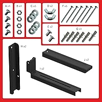 Vista 6 de AVF Soportes para horno microondas de pared, ajuste universal, acero negro resistente, brazos ajustables que soportan hasta 99 libras, juego de 2