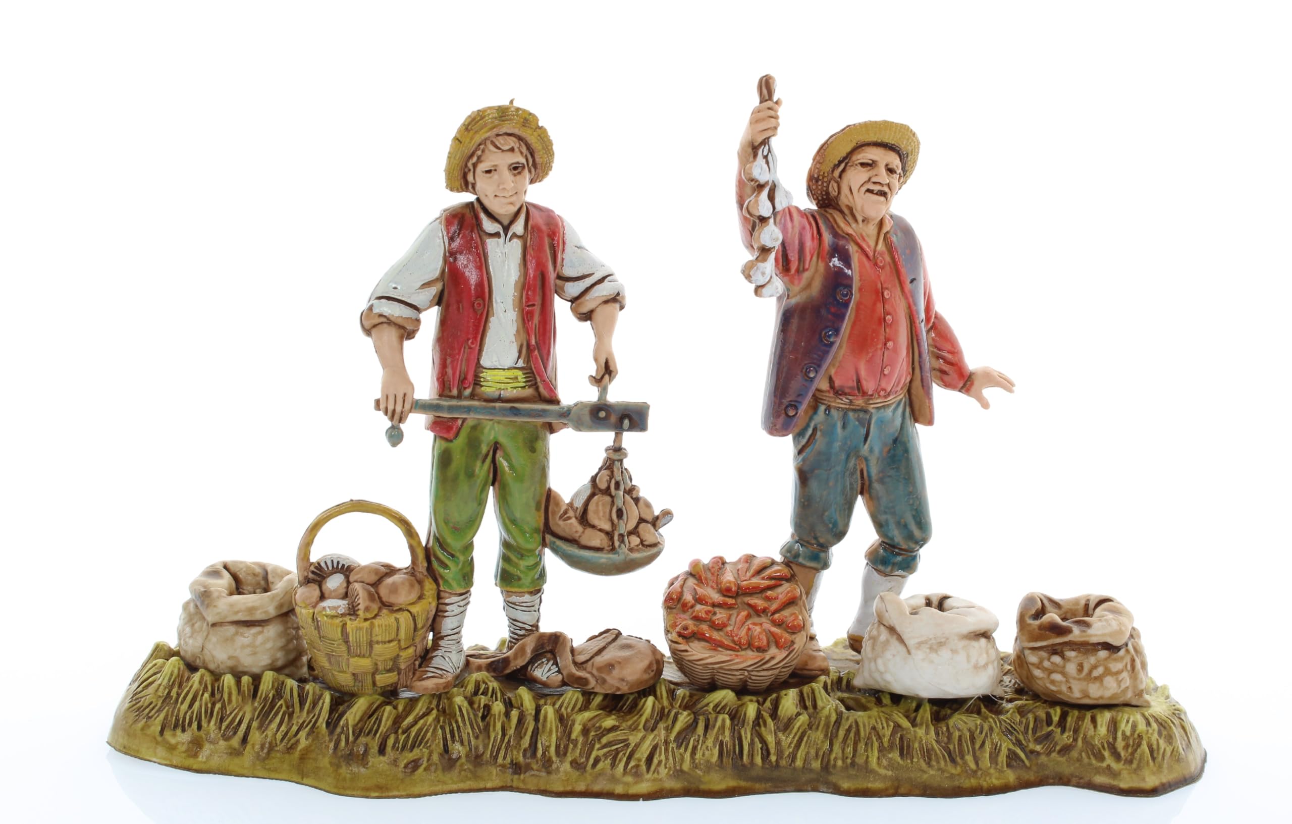 Moranduzzo Vegetable Sellers for Nativity Scene of 4 Inch Scale 1:20 - Unbreakable Nativity Figures - 18th Century Style, Hand-Finished Painting, Official Product, Made in Italy, Sculptor M. Landi